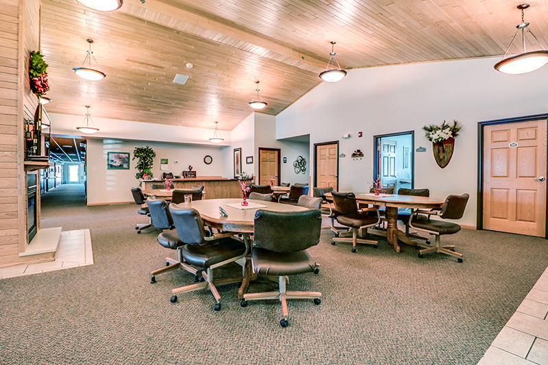 Spacious common dining and gathering area at Cornerstone Residence of Oklee